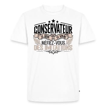 Conservateur cadeau Conservateur le vrai Conservat - T-shirt Premium bio Homme - blanc - Devant - Nico (187cm)