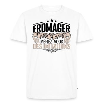 Fromager cadeau Fromager le vrai Fromager - T-shirt Premium bio Homme - blanc - Devant - Nico (187cm)