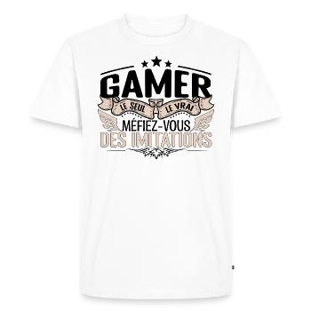 Gamer cadeau Gamer le vrai Gamer - T-shirt Premium bio Homme - blanc - Devant - Nico (187cm)