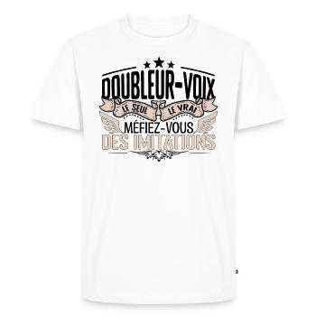 Doubleur voix cadeau Doubleur voix le vrai Doubleu - T-shirt Premium bio Homme - blanc - Devant - Nico (187cm)