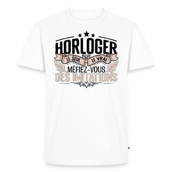 Horloger cadeau Horloger le vrai Horloger - T-shirt Premium bio Homme - blanc - Devant - Nico (187cm)