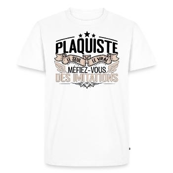 Plaquiste cadeau Plaquiste le vrai Plaquiste - T-shirt Premium bio Homme - blanc - Devant - Nico (187cm)