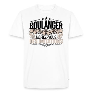 Boulanger cadeau Boulanger le vrai Boulanger - T-shirt Premium bio Homme - blanc - Devant - Nico (187cm)