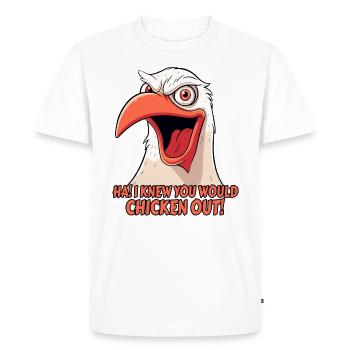 HA! JE SAVAIS QUE TU TE DÉROBERAIS, ESPÈCE D’OISEAU - T-shirt Premium bio Homme - blanc - Devant - Nico (187cm)