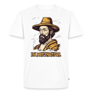 Je ne suis pas ce type (peintre célèbre) - T-shirt Premium bio Homme - blanc - Devant - Nico (187cm)