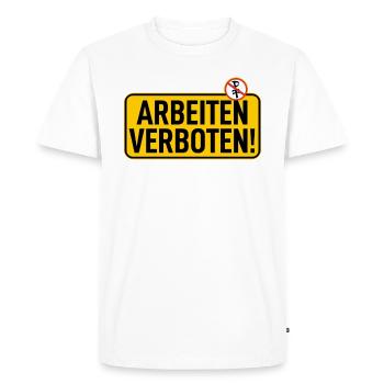 Panneau : Travaux interdits - T-shirt Premium bio Homme - blanc - Devant - Nico (187cm)