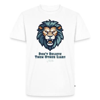 Ne crois pas les autres menteurs, le lion - T-shirt Premium bio Homme - blanc - Devant - Nico (187cm)