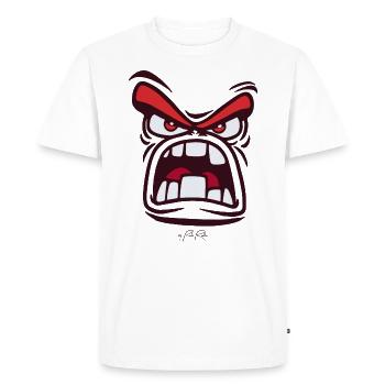 Visage en colère - T-shirt Premium bio Homme - blanc - Devant - Nico (187cm)