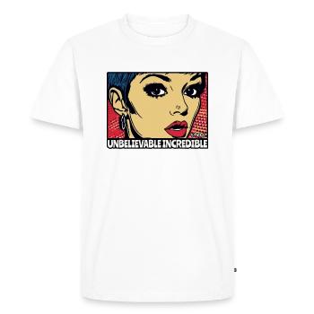 The Incredible, Fantastic Pop Art Woman - Men's Premium Organic T-Shirt - white - Front - Nico (187cm)