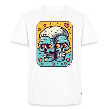 Twin Head Brain Zombies - Men's Premium Organic T-Shirt - white - Front - Nico (187cm)