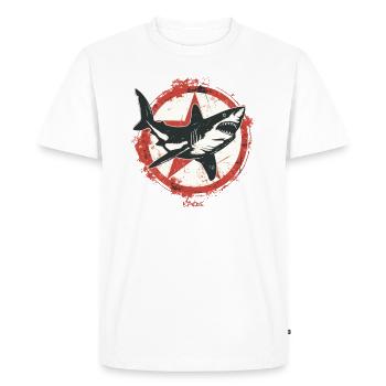 Camarade communiste parodique Requin - T-shirt Premium bio Homme - blanc - Devant - Nico (187cm)