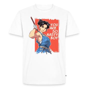 Vous êtes méchant! Fille anime avec bâton - T-shirt Premium bio Homme - blanc - Devant - Nico (187cm)