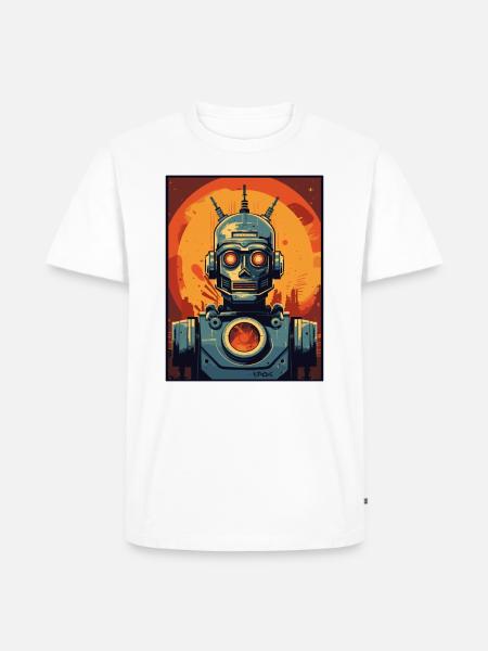 Art Deco tegneserie Retro Robot Invasion - Herre Premium økologisk T-shirt - hvid
