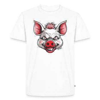 Cochon d’horreur blanc rouge - T-shirt Premium bio Homme - blanc - Devant - Nico (187cm)