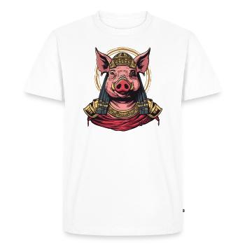 Pharaon égyptien Cléopâtre Cochon - T-shirt Premium bio Homme - blanc - Devant - Nico (187cm)