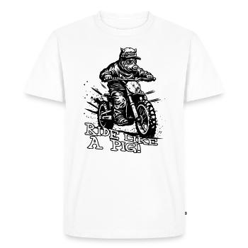 Ride like a motocross pig - Men's Premium Organic T-Shirt - white - Front - Nico (187cm)