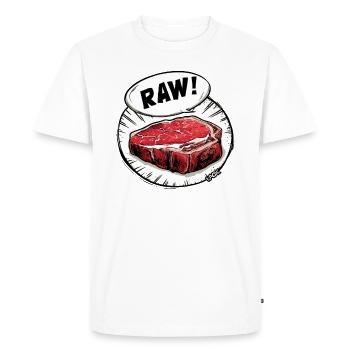 Steak juteux - cru et délicieux - T-shirt Premium bio Homme - blanc - Devant - Nico (187cm)