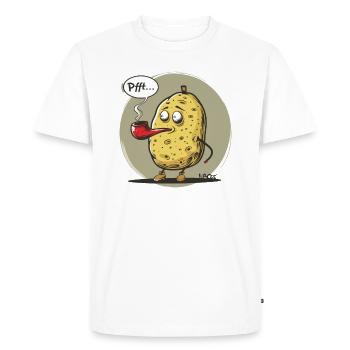 Dessin animé pomme de terre avec pipe à tabac - T-shirt Premium bio Homme - blanc - Devant - Nico (187cm)