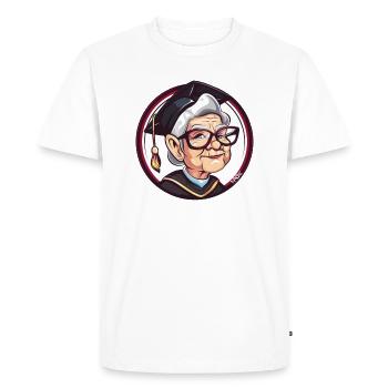 Granny with graduation cap for exam - Men's Premium Organic T-Shirt - white - Front - Nico (187cm)