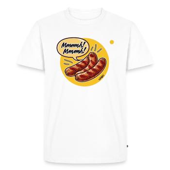 Mmmh, délicieuse bratwurst - T-shirt Premium bio Homme - blanc - Devant - Nico (187cm)