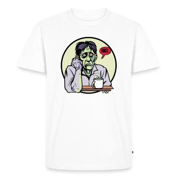 Bored zombie with coffee and flower - Men's Premium Organic T-Shirt - white - Front - Nico (187cm)
