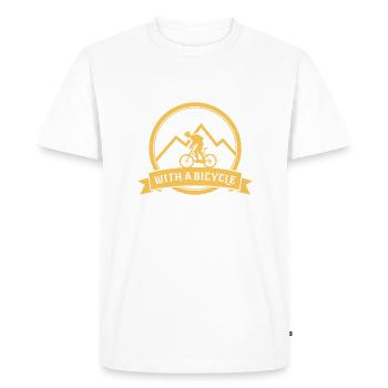 NE SOUS-ESTIMEZ JAMAIS UN HOMME À VÉLO ! - T-shirt Premium bio Homme - blanc - Devant - Nico (187cm)