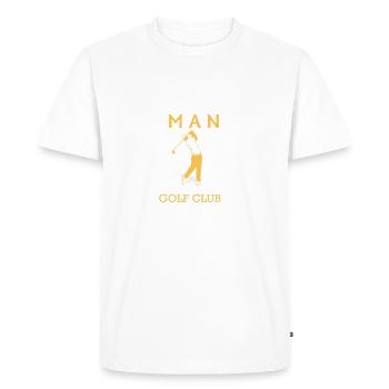 NEVER UNDERESTIMATE A MAN WITH GOLF CLUB! - Men's Premium Organic T-Shirt - white - Front - Nico (187cm)