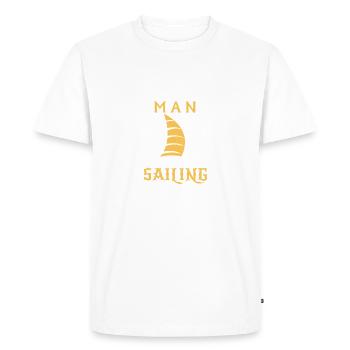 NE SOUS-ESTIMEZ JAMAIS UN HOMME QUI NAVIGUE ! - T-shirt Premium bio Homme - blanc - Devant - Nico (187cm)