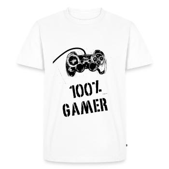 100% Gamer - Men's Premium Organic T-Shirt - white - Front - Nico (187cm)