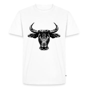 Buffle d’eau / Bubalus arnee - T-shirt Premium bio Homme - blanc - Devant - Nico (187cm)