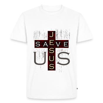 Jésus-Christ croix cadeau - T-shirt Premium bio Homme - blanc - Devant - Nico (187cm)