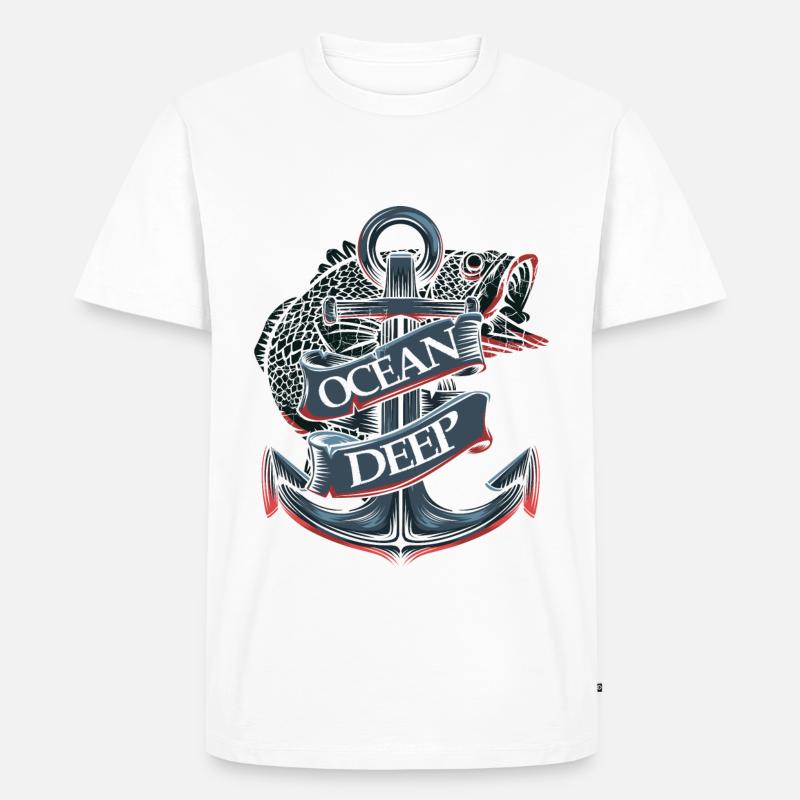 Ocean Deep Anker - Männer Premium Bio T-Shirt - Weiß