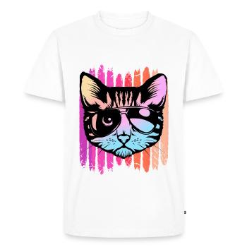 Katze mit Sonnenbrille - Männer Premium Bio T-Shirt - Weiß - Vorne - Nico (187cm)