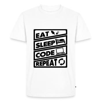 Eat Sleep Code Recurrence | encoder - Men's Premium Organic T-Shirt - white - Front - Nico (187cm)