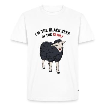 Mouton noir | Donner des paroles drôles mouton - T-shirt Premium bio Homme - blanc - Devant - Nico (187cm)