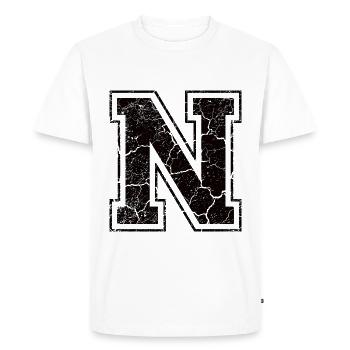 Un caractère N in Grunge-Look - T-shirt Premium bio Homme - blanc - Devant - Nico (187cm)