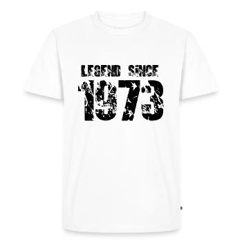 Légende depuis 1973 - T-shirt Premium bio Homme - blanc - Devant - Nico (187cm)