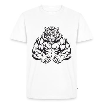 Tiger Musculation Muscles Workout Gym - T-shirt Premium bio Homme - blanc - Devant - Nico (187cm)