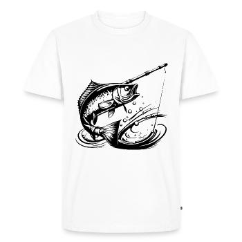 Symbole de pêche Poisson Pêche - T-shirt Premium bio Homme - blanc - Devant - Nico (187cm)