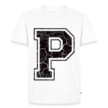 Un caractère P in Grunge-Look - T-shirt Premium bio Homme - blanc - Devant - Nico (187cm)
