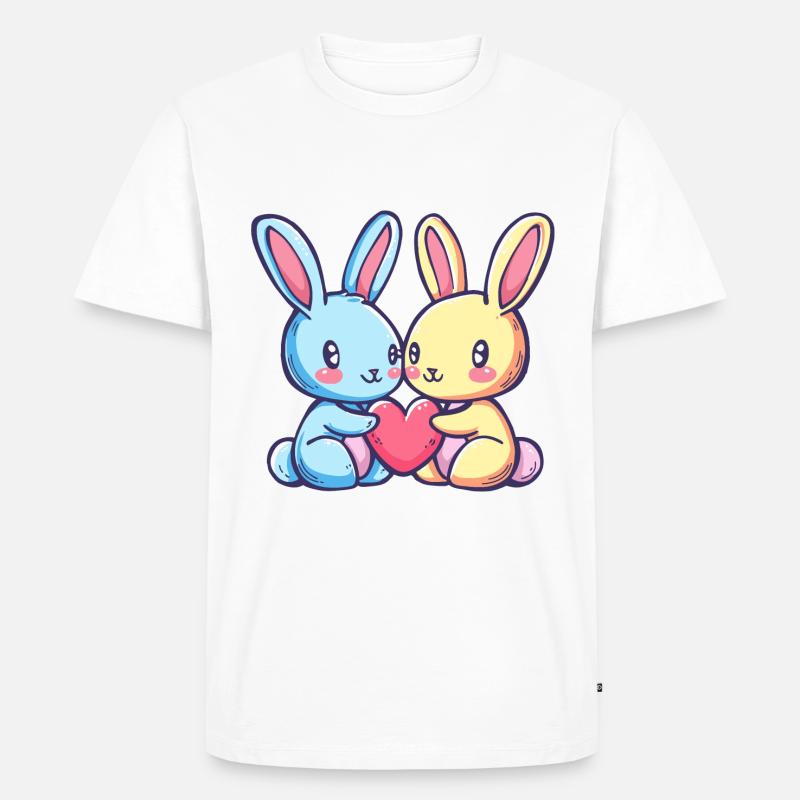 Hase Comic Paar Liebe - Männer Premium Bio T-Shirt - Weiß