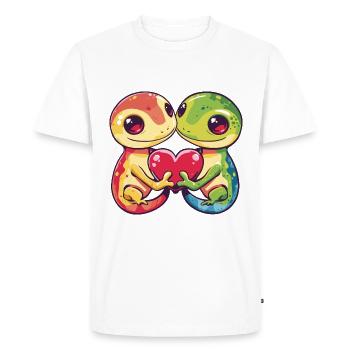 Lézard Gecko Lézard Couple Amour Couple Amoureux - T-shirt Premium bio Homme - blanc - Devant - Nico (187cm)