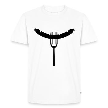 Fourchette à saucisse - T-shirt Premium bio Homme - blanc - Devant - Nico (187cm)
