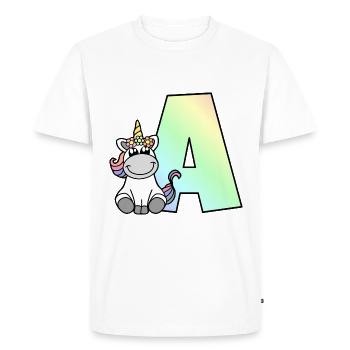 Licorne Lettre A - T-shirt Premium bio Homme - blanc - Devant - Nico (187cm)