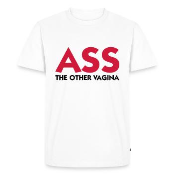 Ass: The other Vagina! - Men's Premium Organic T-Shirt - white - Front - Nico (187cm)