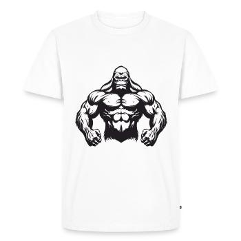 Salle de sport Gorilla Muscles Fitness - T-shirt Premium bio Homme - blanc - Devant - Nico (187cm)