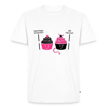 Cupcake - Muffin - Tarte - Anges - Diable - 3C - T-shirt Premium bio Homme - blanc - Devant - Nico (187cm)