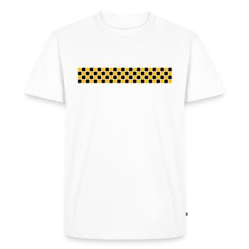 Checkered stripe - Men's Premium Organic T-Shirt - white - Front - Nico (187cm)