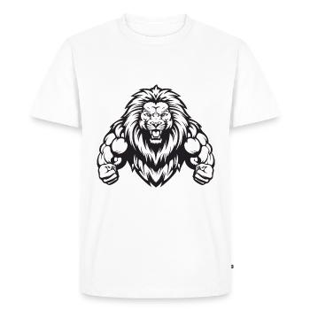 Lion Musculation Muscles Workout Gym - T-shirt Premium bio Homme - blanc - Devant - Nico (187cm)