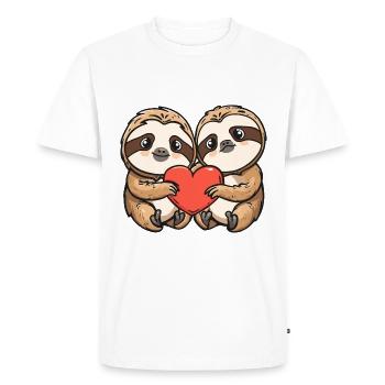 Sloth Couple Love Couple In Love - Men's Premium Organic T-Shirt - white - Front - Nico (187cm)